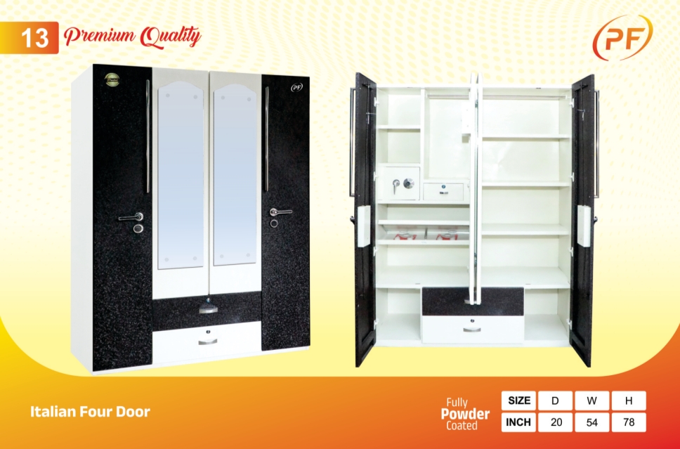 Front view of 4-door cupboard 