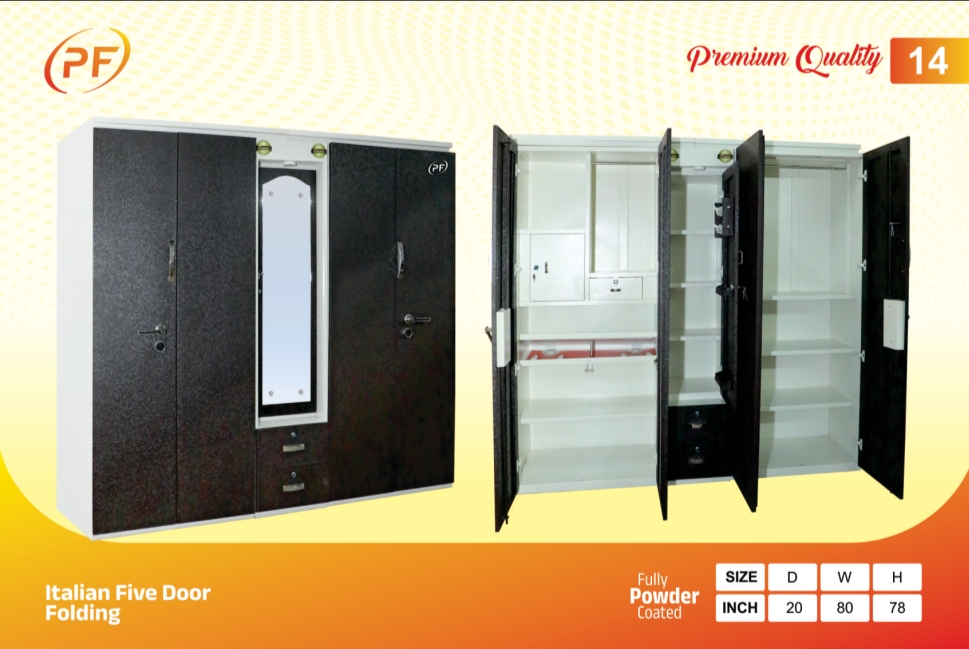 Front view of 5-door cupboard 